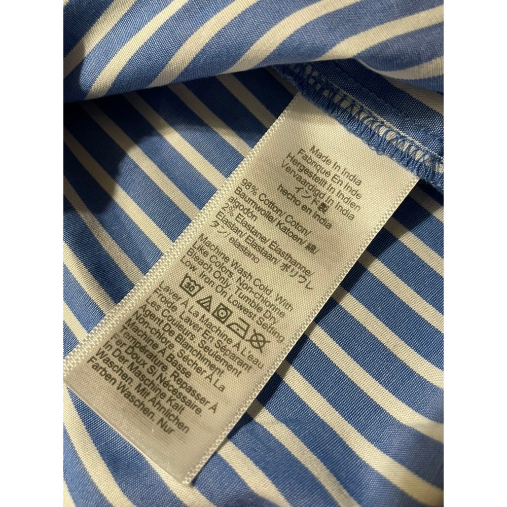 J. Crew Factory Striped Short Sleeve Poplin Popover Top Sz M Sustainable Cotton - Picture 6 of 7